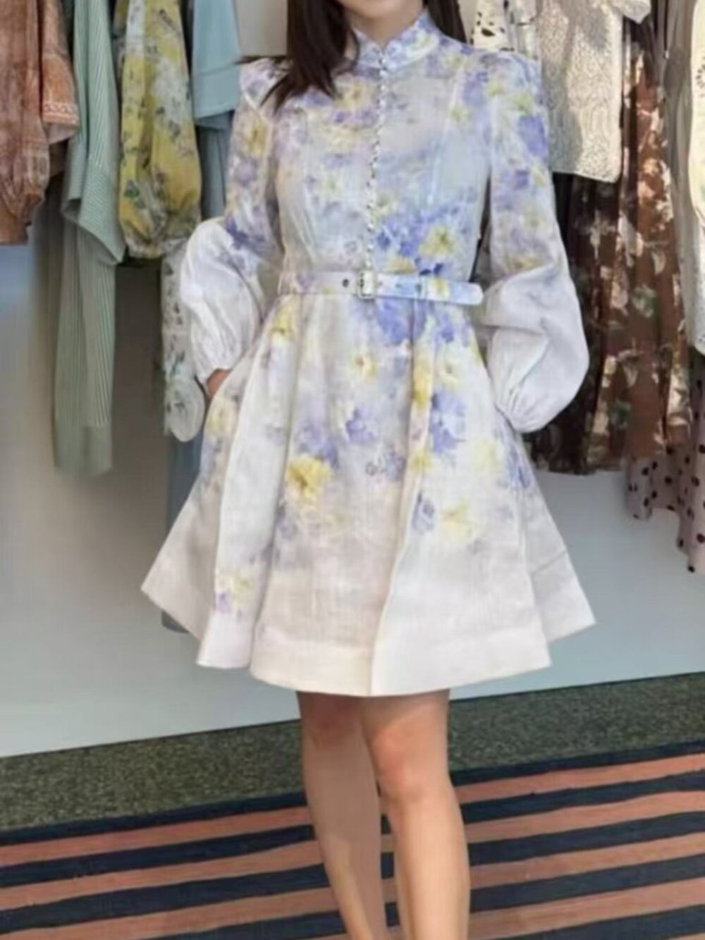 Zimmermann blue floral linen dress Size 1